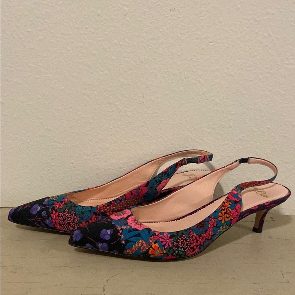 J. Crew Black and Pink Heels with Slingback Design